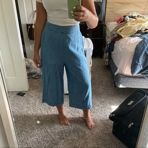 Blue denim like flowly pants